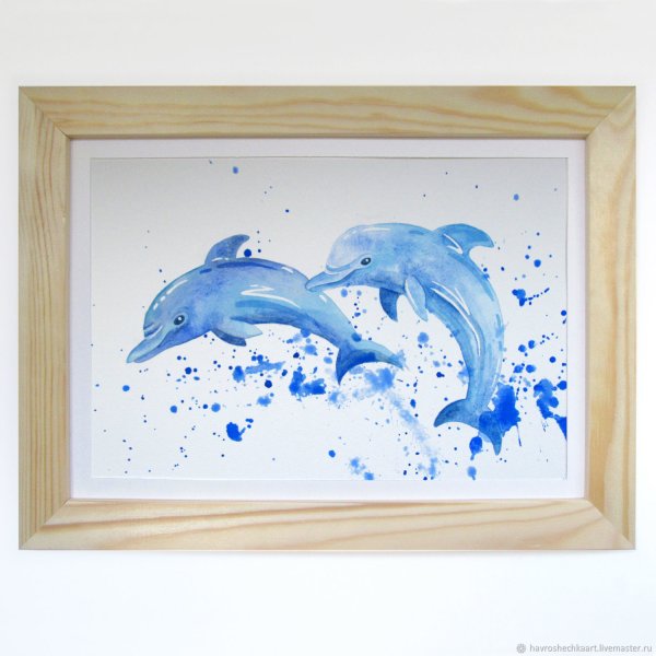 Дельфины гуашью