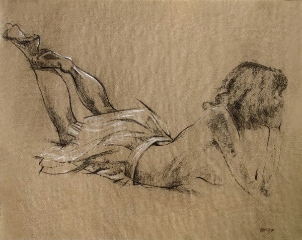 Зарисовки людей углем