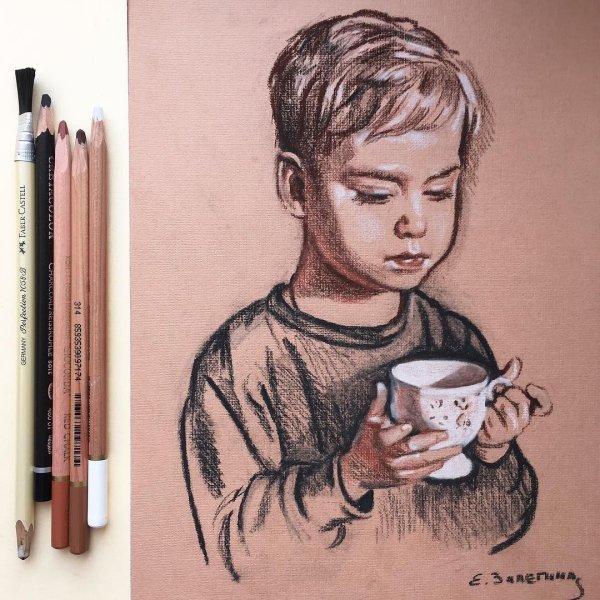 Наброски цветными карандашами