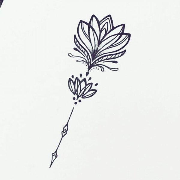 Лотос эскиз тату контур