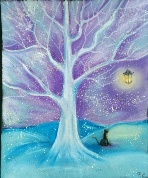 Зимние рисунки пастелью