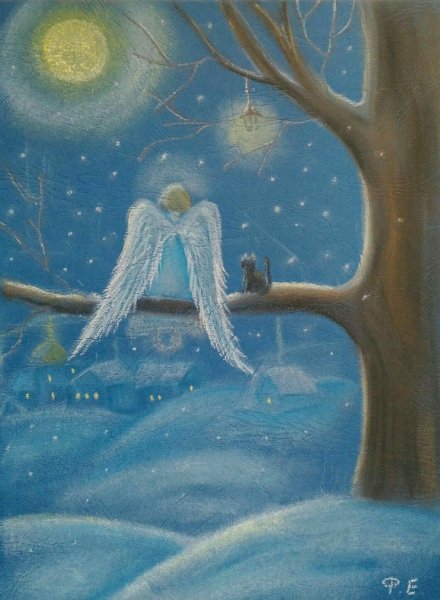 Ангел гуашью