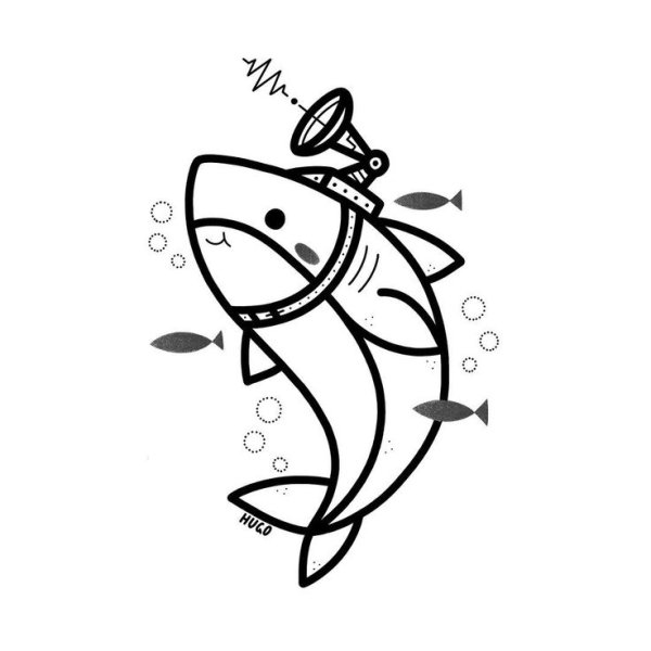 Маленькие тату акула эскиз