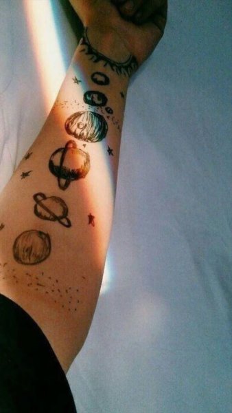 Тату планеты на руке