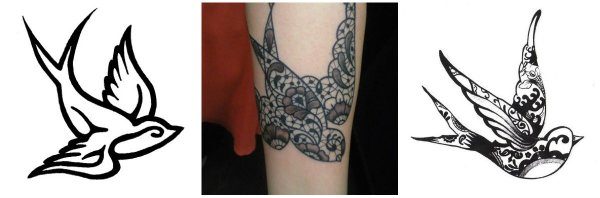 Ласточка рисунок хной