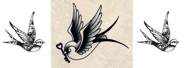 Эскиз ласточки на кисть