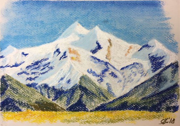 Горы масляной пастелью