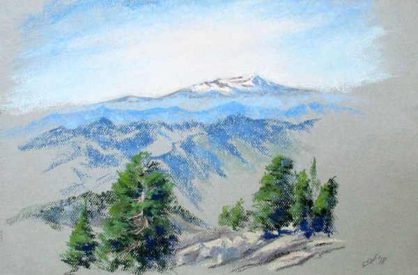 Шешина горный пейзаж сухая пастель