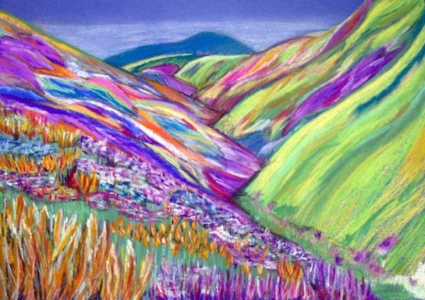 Пейзаж восковые мелки