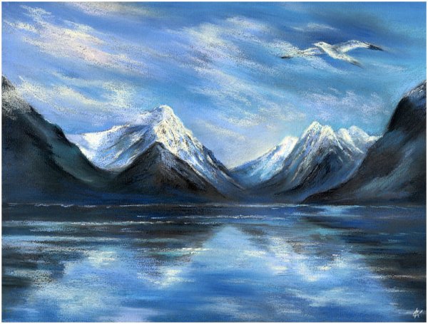 Горный пейзаж пастелью