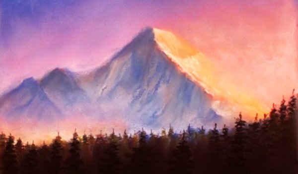 Рисование пастелью горы