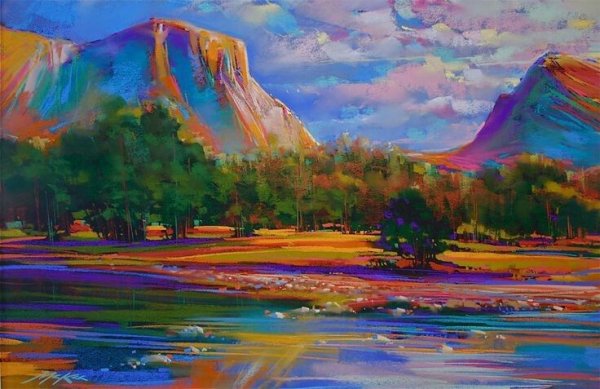 Декоративный пейзаж пастелью