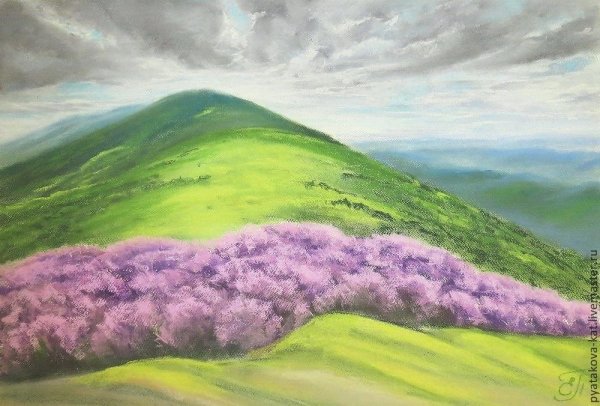 Живопись пастель горы