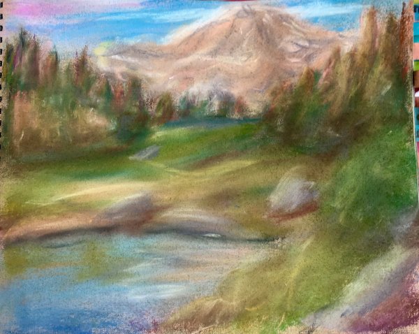 Пейзаж пастелью горы