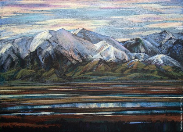 Горный пейзаж пастелью
