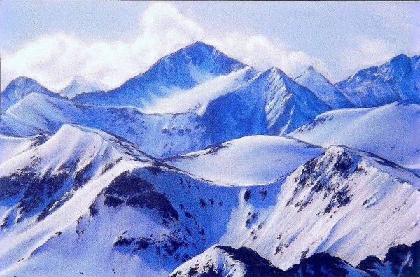 Горный пейзаж пастелью