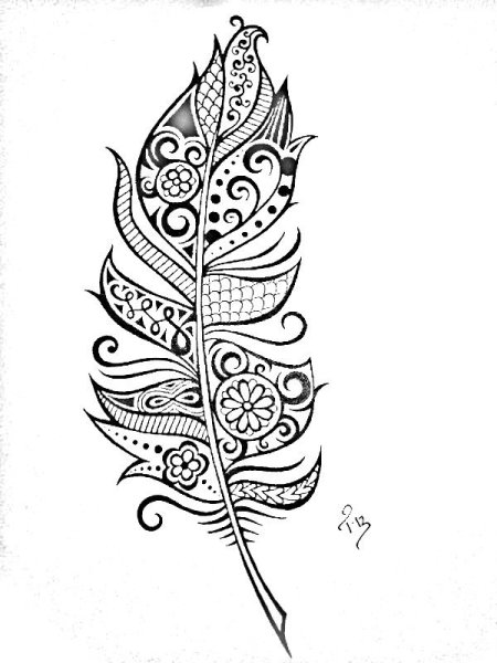 Перо мехенди тату эскиз