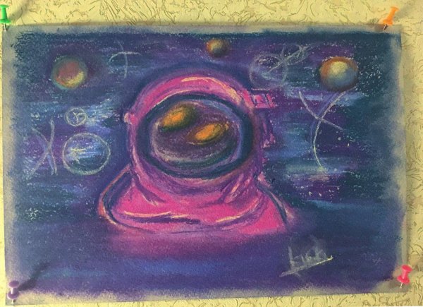 Космос масляной пастелью