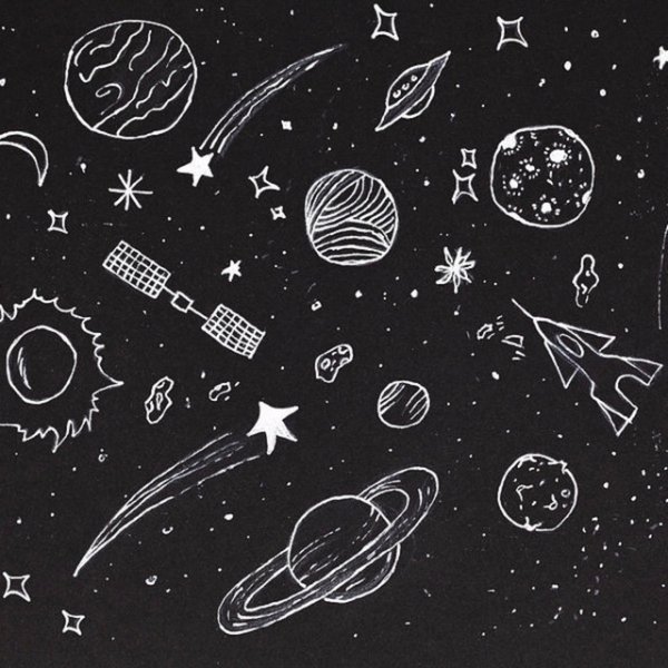 Космос рисование на чёрном фоне