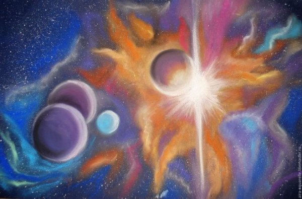 Картины пастелью космос