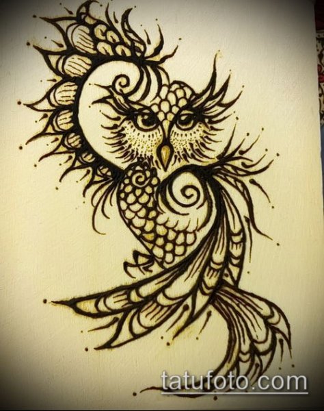 Мехенди Сова эскиз