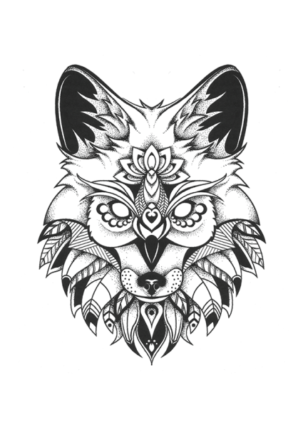 Тату лиса эскизы черно белые