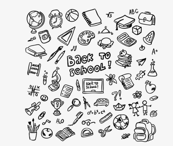 Школьные рисунки мелом на прозрачном фоне