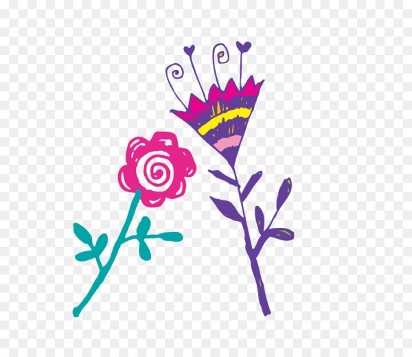 Цветы мелом на прозрачном фоне