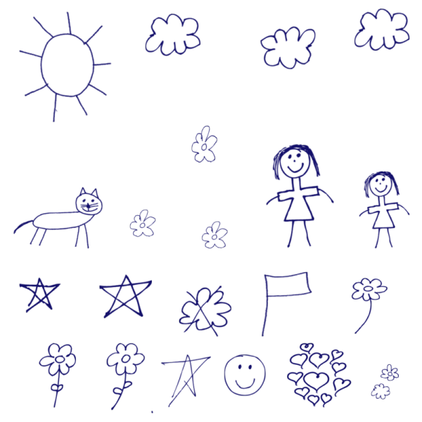 Детские рисунки мелом на прозрачном фоне