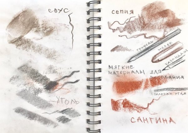 Соус сепия сангина уголь