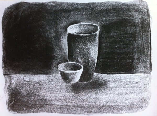 Натюрморт углем для детей