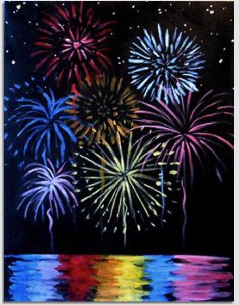 Салют Победы в технике граттаж