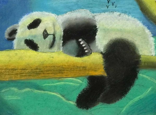 Панда пастелью