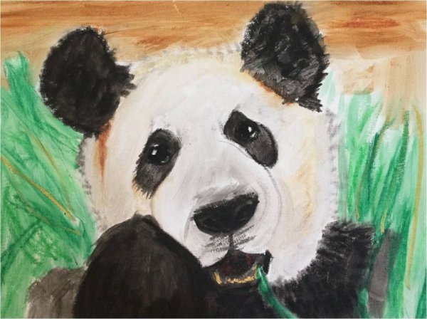 Панда пастелью