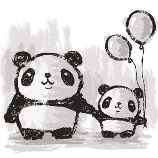 Панда рисованная мелками