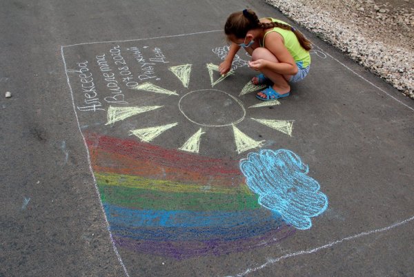 Рисунки на асфальте.