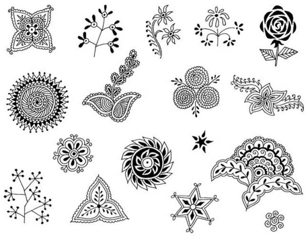 Узоры для рисования хной простые