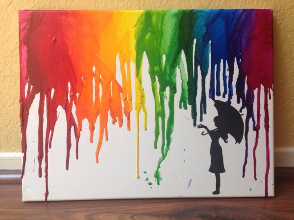 Восковые мелки на холсте