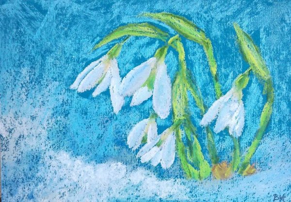 Нетрадиционное рисование подснежники