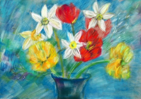 Весенний букет пастелью