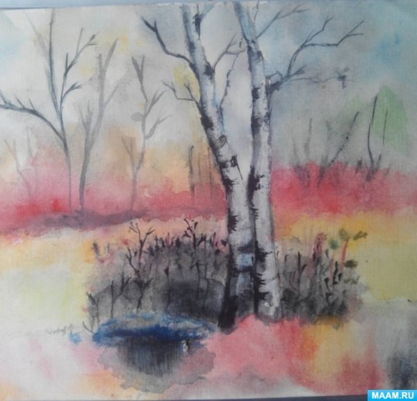 Рисование акварелью в подготовительной группе Весна