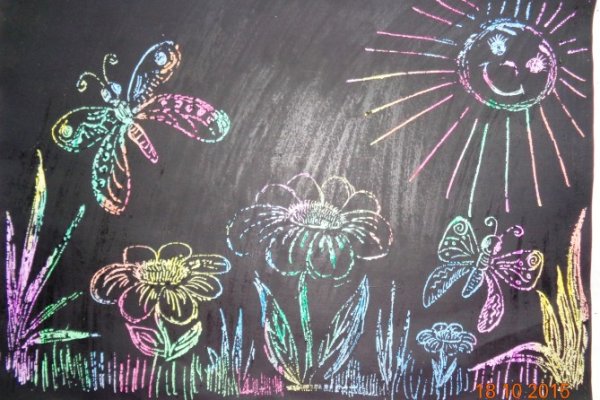 Граттаж восковые мелки