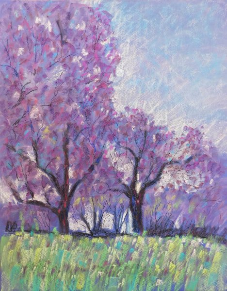 Дерево масляной пастелью