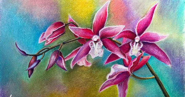 Цветы нарисованные масляной пастелью