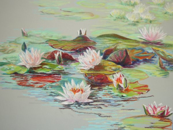 Кувшинки пастелью