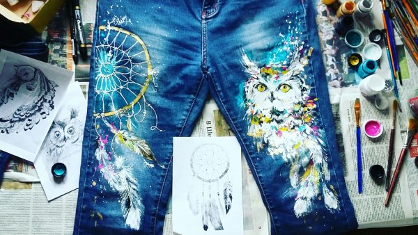 Рисование на ткани мелками