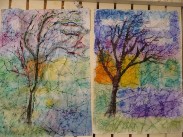 Рисование мятой бумагой