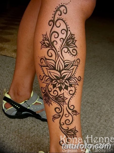 Мехенди на икре ноги