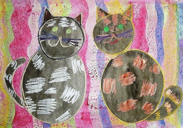 Пейзаж разноцветными карандашами