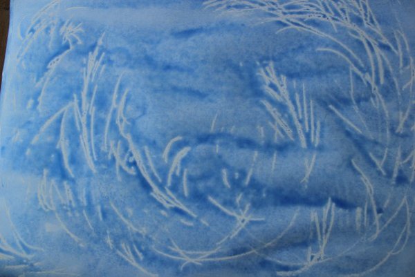 Рисование восковыми мелками и акварелью зима